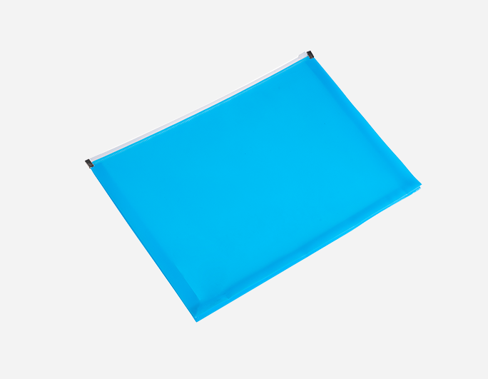 Blue Plastic Zipper Bag with Expandable Bottom | B-5