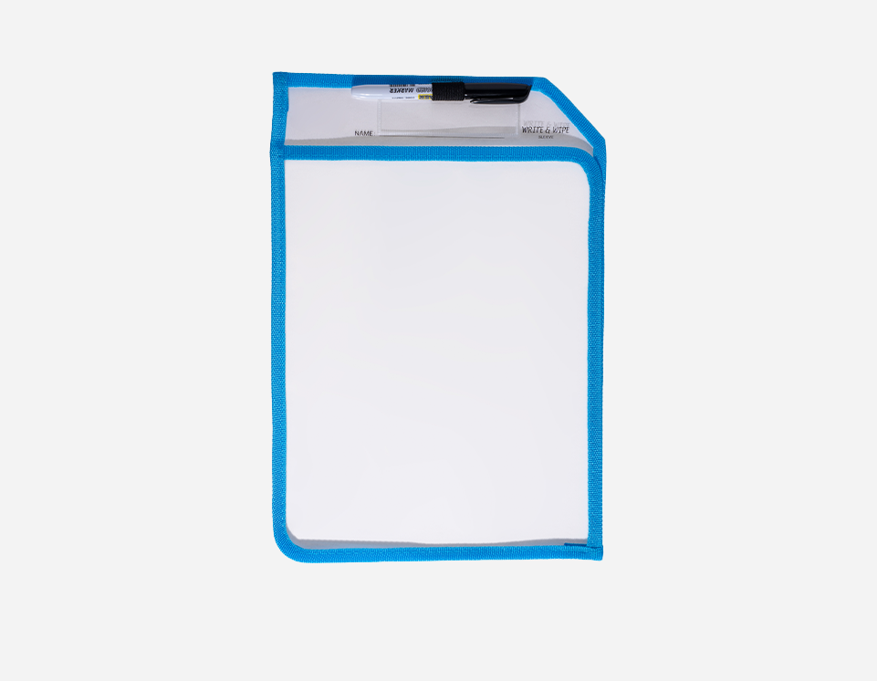 Reusable PET Transparent Dry Erase Pockets | L-Shaped Opening | Dual-Sided Writing |MFO-8052