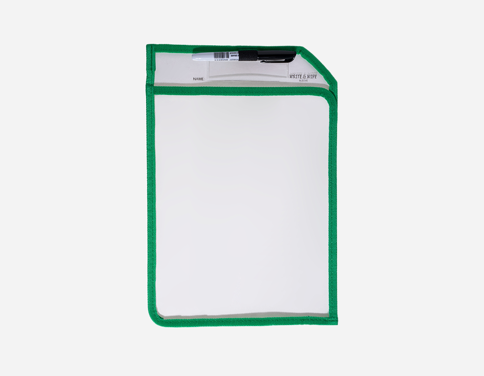 Reusable PET Transparent Dry Erase Pockets | L-Shaped Opening | Dual-Sided Writing |MFO-8052