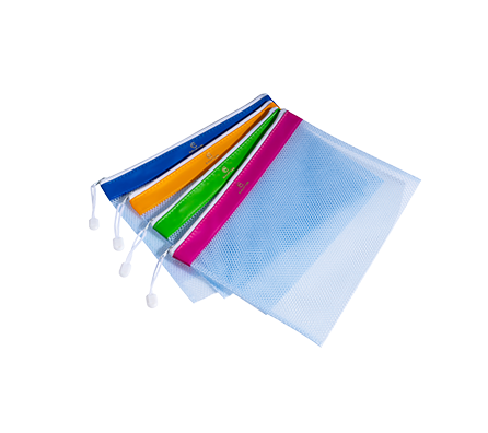 A4 PVC Mesh Zip Bag with Colored Strip - MFO-8155
