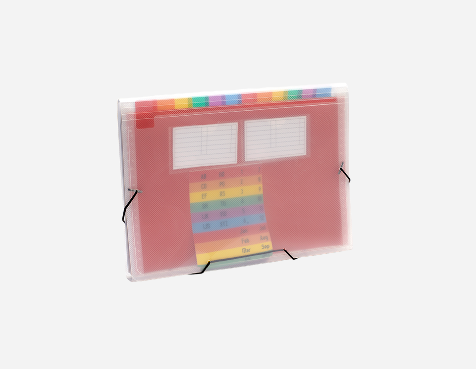 Classic PP Expanding File | 13 Pockets | Transparent Diagonal Design | MFO-123