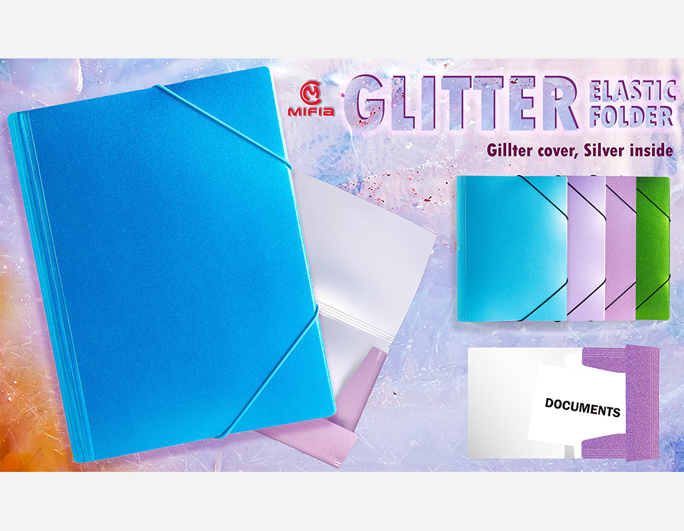 PP Glitter Metallic Elastic Folder |  MFO-8205