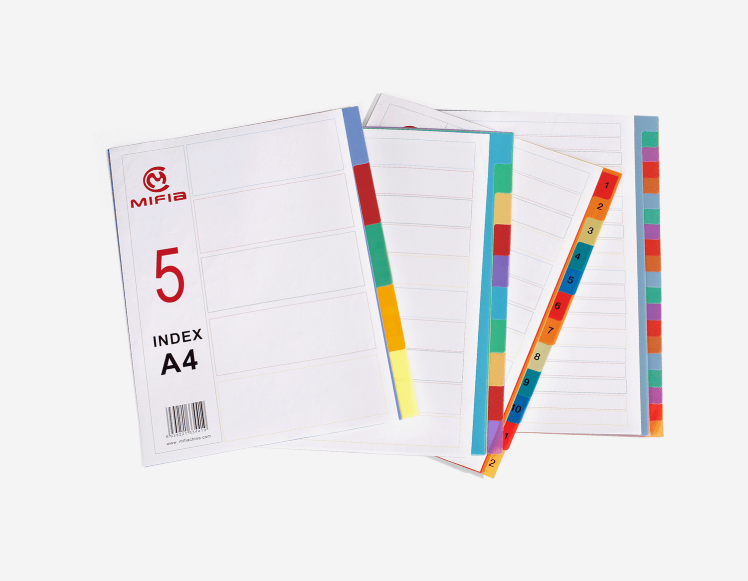 A4 PP Dividers with Colorful Tabs–Multiple Page Options-MFO-034