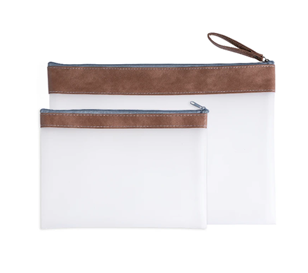 Soft TPU Zipper Bag with Leather Stripe - MFO-8145