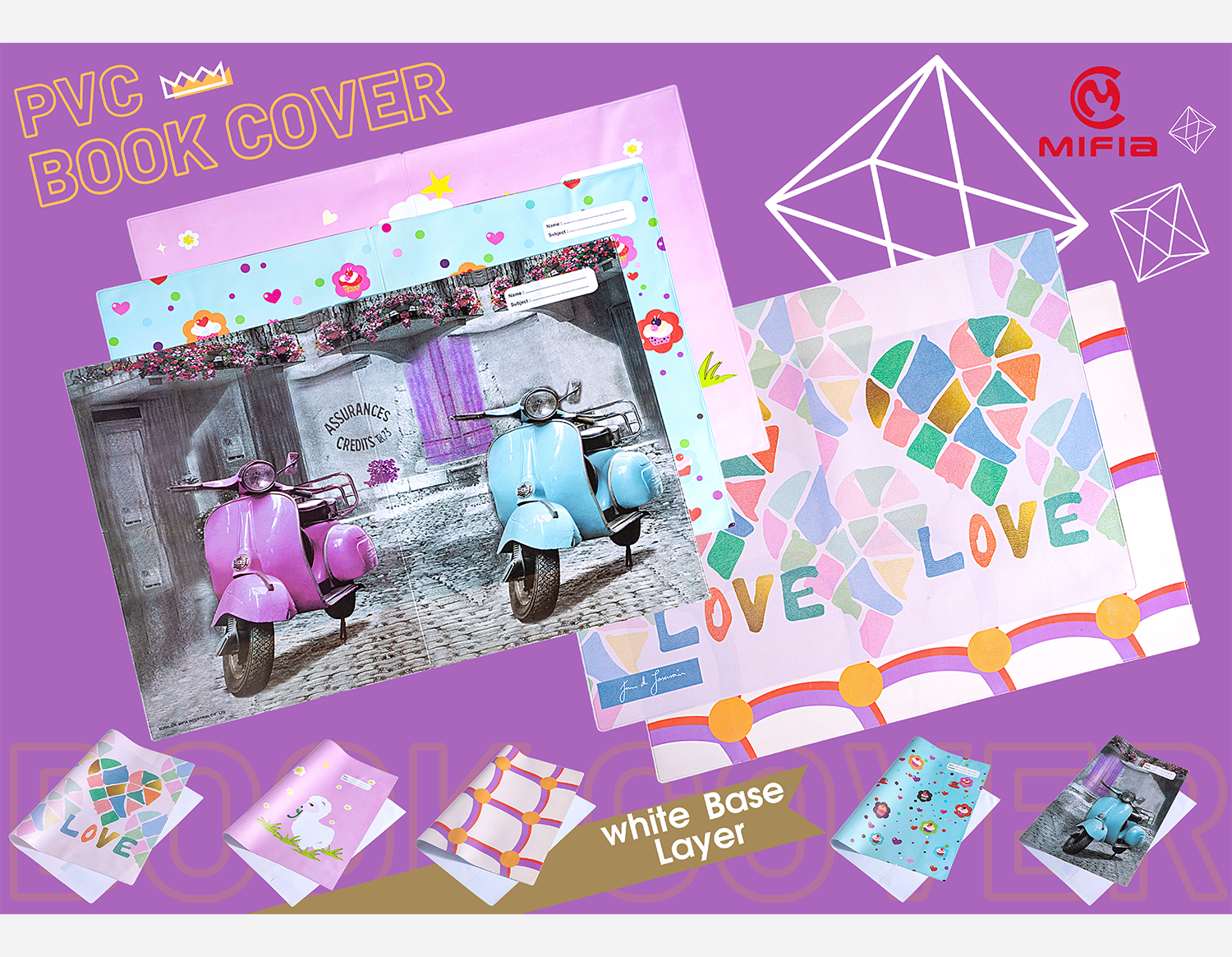 White PVC Book Cover with 4C Printing MFB-507