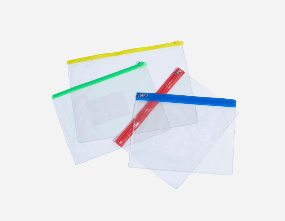 Clear PVC Zip Slider Bag with Colorful Closure - MFO- 105 