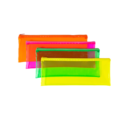 PVC Translucent Colored Pencil Bag with Matching Zipper - MFO- 1085