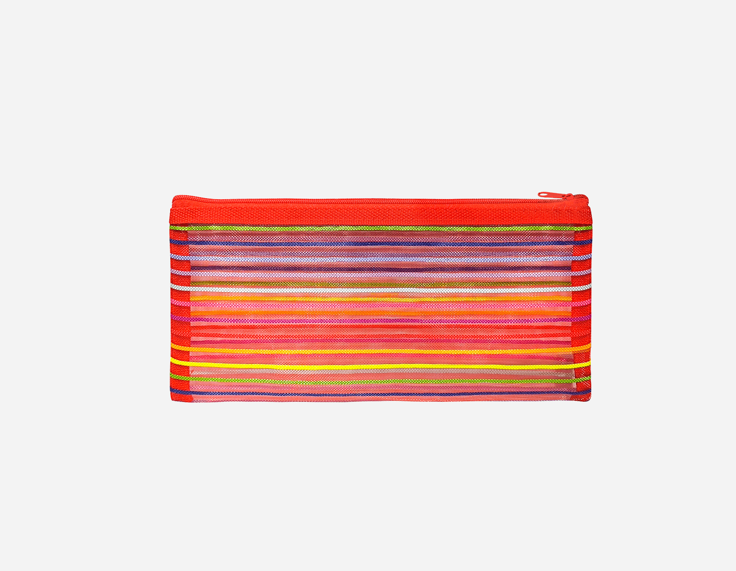 Colored Stripe Nylon Mesh Zipper Bag - MFO-8279