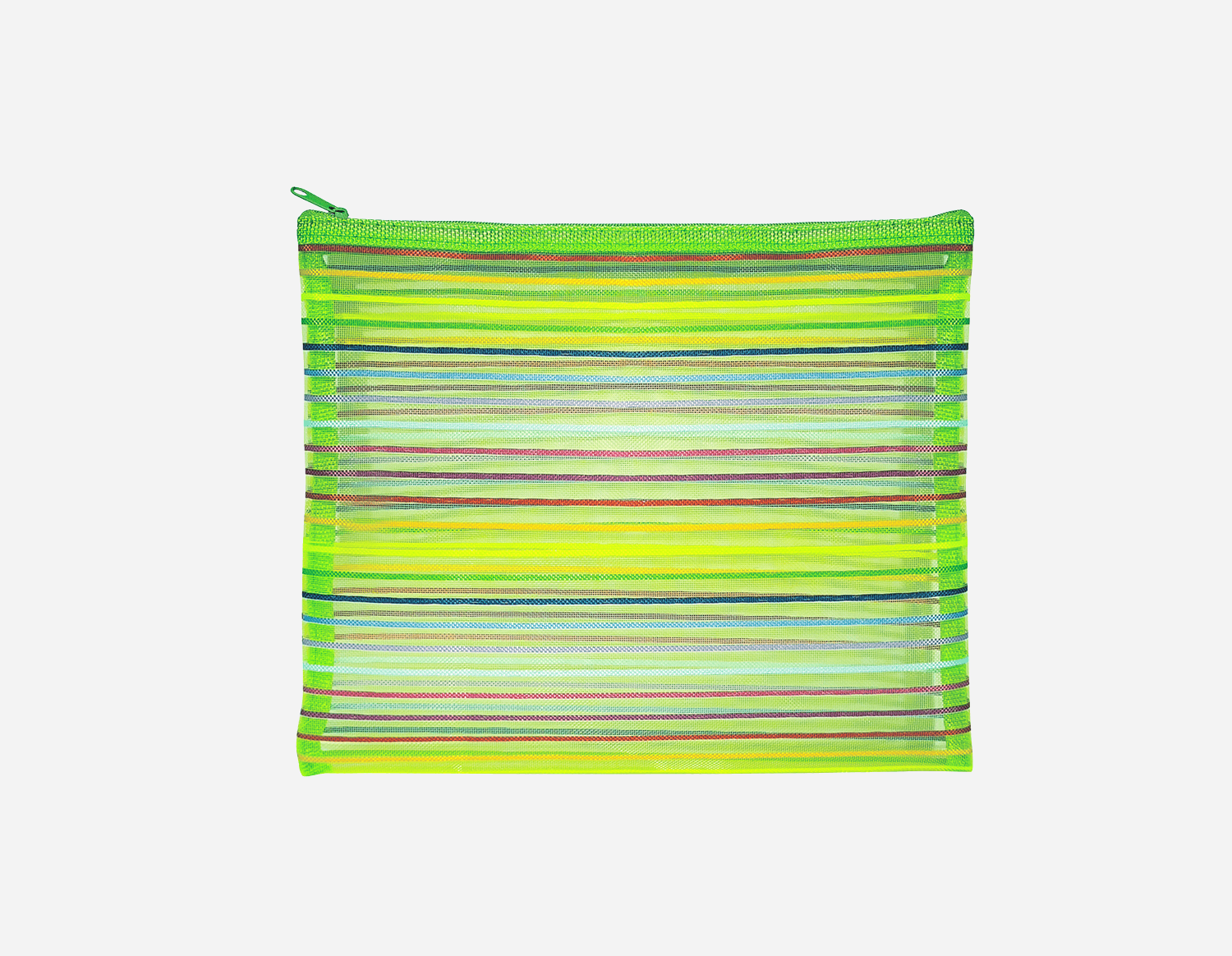 Colored Stripe Nylon Mesh Zipper Bag - MFO-8279