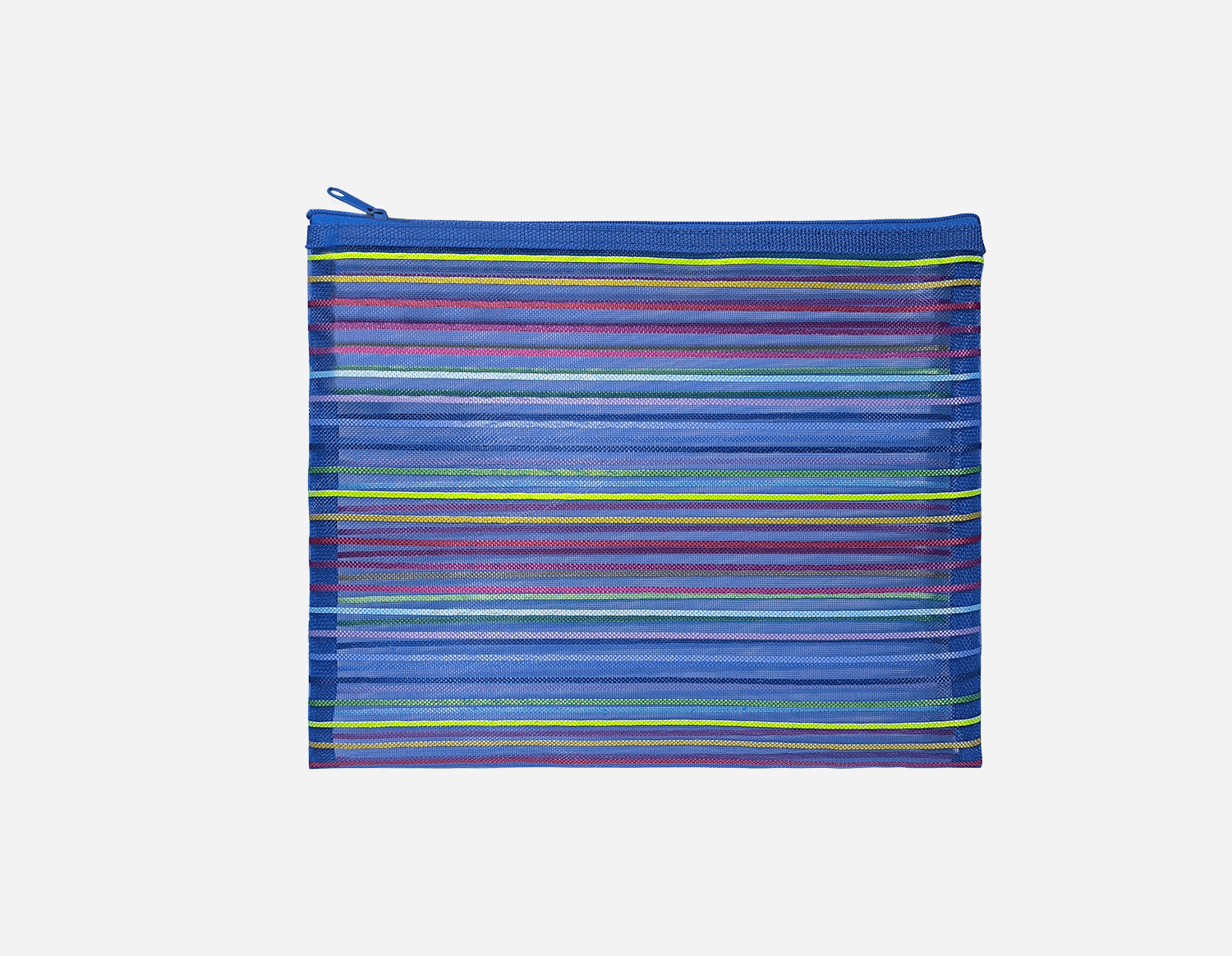 Colored Stripe Nylon Mesh Zipper Bag - MFO-8279
