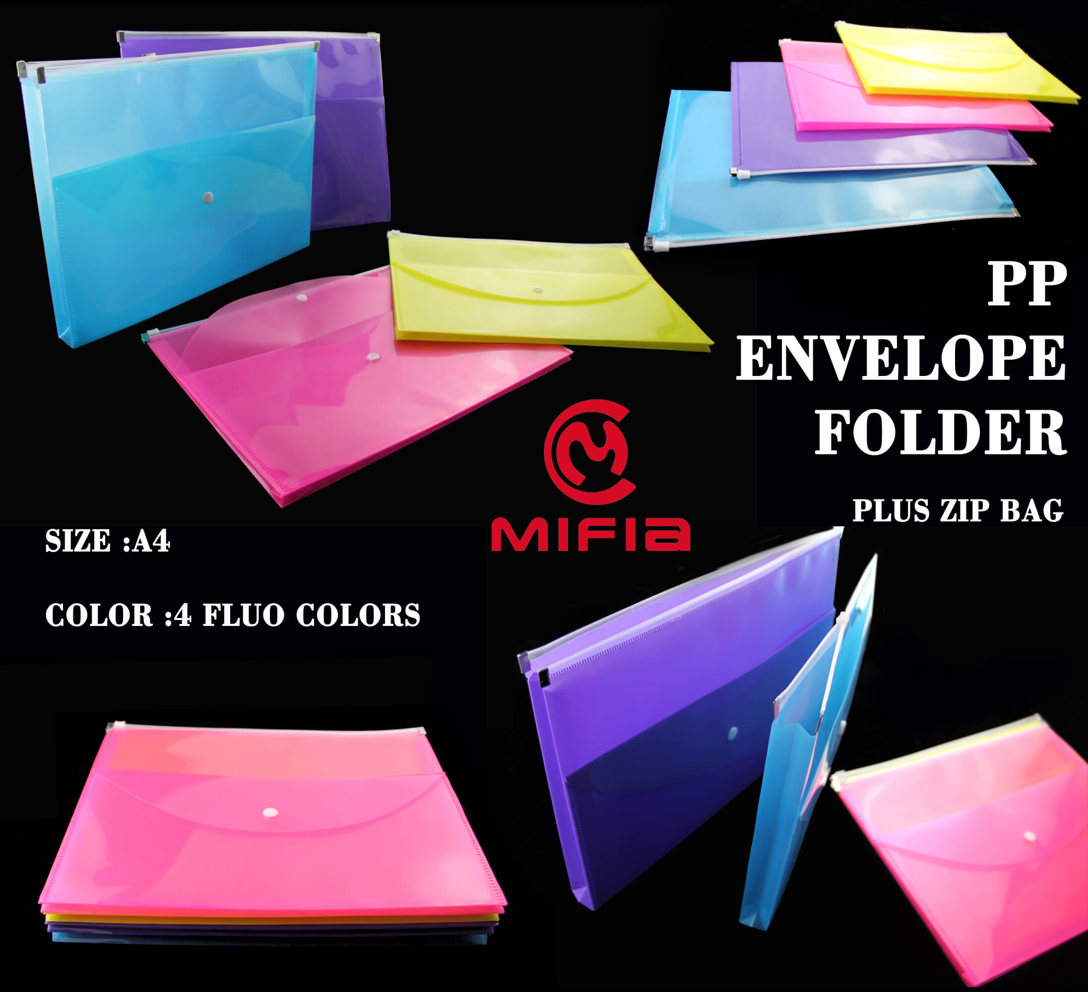A4 Plastic Zipper Bag with Extra Coupon Size Envelope Bag - MFO-1029-