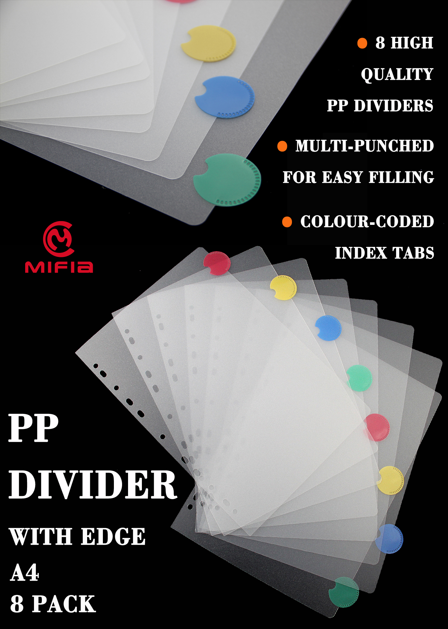 11-Hole Transparent Tab Dividers for Document Organization-MFO-1040 11-Hole Transparent Tab Dividers for Document Organization-MFO-1040
